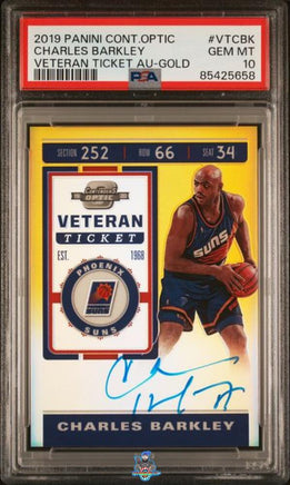 2019 Charles Barkley PSA 10 Contenders Optic Veteran Ticket Auto Gold 6/10