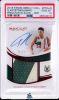 2019 Giannis Antetokounmpo PSA 10 Immaculate Prem Game Worn Patch Auto Red 5/15