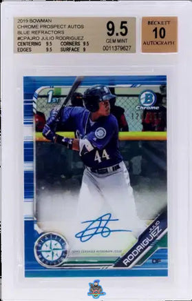 2019 Julio Rodriguez BGS 9.5 10 Bowman Chrome Prospect Auto Blue Ref 128/150