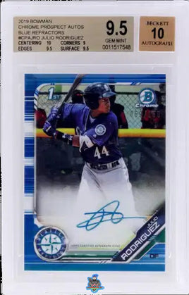 2019 Julio Rodriguez BGS 9.5 10 Bowman Chrome Prospect Auto Blue Ref 59/150