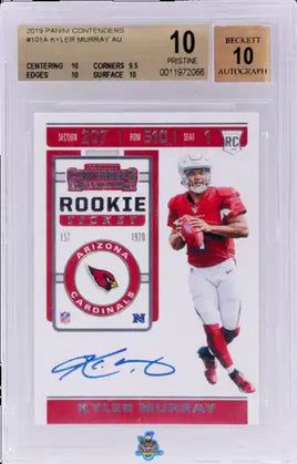 2019 Kyler Murray BGS 10 10 Contenders Rookie Ticket Auto Team Logo #101