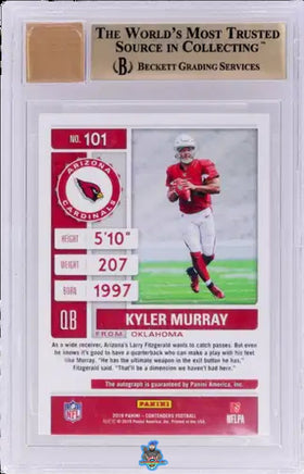 2019 Kyler Murray BGS 10 10 Contenders Rookie Ticket Auto Team Logo #101