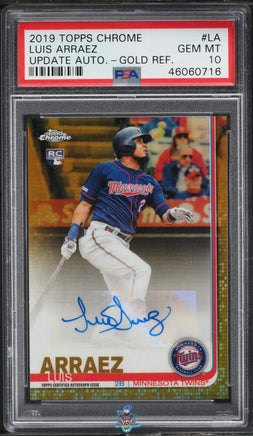 2019 Luis Arraez PSA 10 Topps Chrome Rookie Update Auto Gold Ref #CUALA 8/50