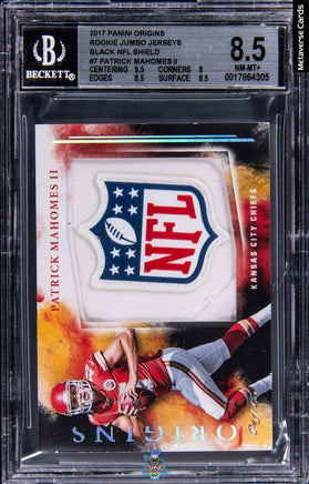 2019 Patrick Mahomes BGS 8.5 Origins Rookie Jumbo Black NFL Shield #RJJJPM 1/1