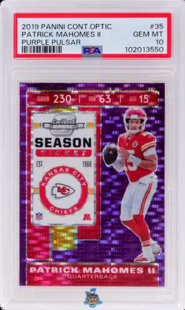 2019 Patrick Mahomes PSA 10 Contenders Optic Purple Pulsar #35 17/21