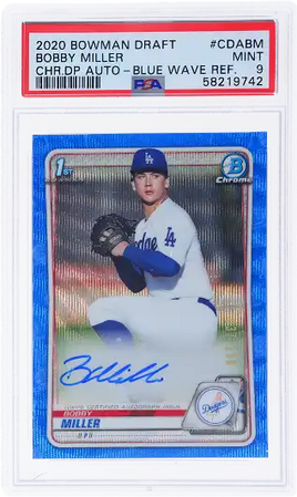 2020 Bobby Miller PSA 9 Bowman Chrome DP Auto Blue Wave Refractor #CDABM 37/150