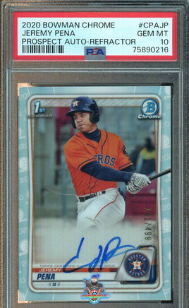 2020 Jeremy Pena PSA 10 Bowman Chrome Pros Auto Refractor #CPAJP 181/499