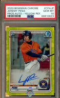 2020 Bowman Chrome Jeremy Pena Prospect Auto Yellow Refractor #CPA-JP 27 of 75 PSA 10 68810623