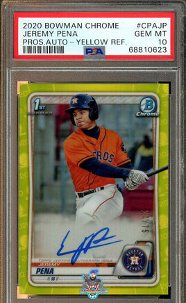 2020 Jeremy Pena PSA 10 Bowman Chrome Pros Auto Yellow Refractor #CPAJP 27/75
