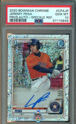 2020 Jeremy Pena PSA 10 Bowman Chrome Pros Auto Speckle Refractor #CPAJP 285/299