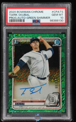 2020 Bowman Chrome Tarik Skubal Auto Green Shimmer /99 PSA 10