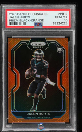 2020 Chronicles Jalen Hurts Prizm Black Orange /75 PSA 10