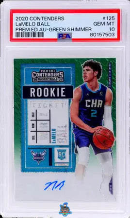 2020 Lamelo Ball PSA 10 Contenders Rookie Ticket Auto Green Shimmer Prem Ed.