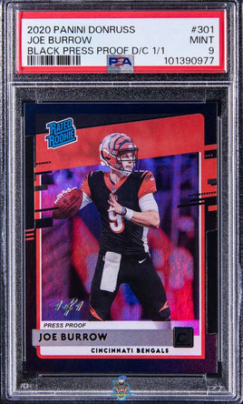 2020 Joe Burrow PSA 9 Donruss Black Press Proof Die Cut #301 1/1