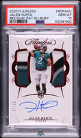 2020 Jalen Hurts PSA 10 Flawless Rookie Dual Patch Auto Ruby #RDPAHU /15