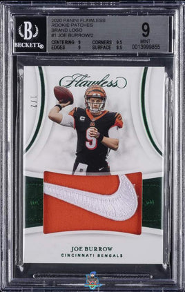 2020 Flawless Joe Burrow Rookie Patches Logo #SSLJBU 1/2 BGS 9