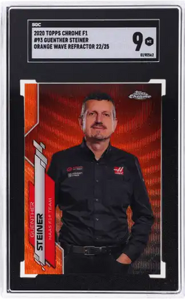 2020 Guenther Steiner SGC 9 Topps Chrome F1 Orange Wave Refractor #93 /25