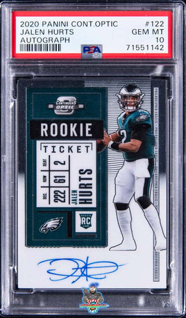 2020 Panini Contenders Optic Rookie Ticket Autograph #122 Jalen Hurts Signed Rookie Card - PSA 10 71551142