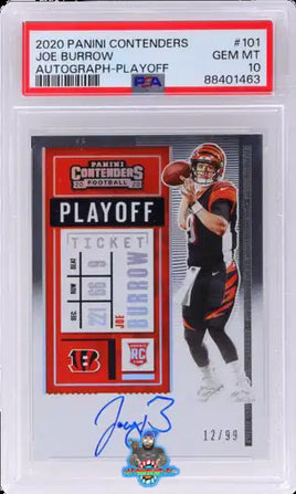 2020 Joe Burrow PSA 10 Contenders Playoff Ticket Auto #101 12/99