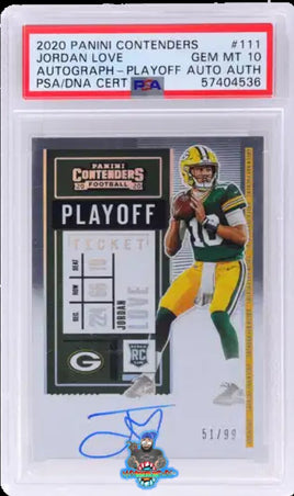2020 Jordan Love PSA 10 Authentic Contenders Rookie Playoff Ticket Auto 51/99