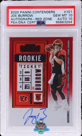 2020 Panini Contenders Team Logo Rookie Ticket Autograph Red Zone Joe Burrow #101A PSA 10 Auto 10 66863294