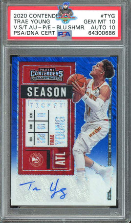 2020 Panini Contenders Trae Young Blue Shimmer PSA 10 Auto 10 64300686