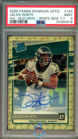 2020 Jalen Hurts PSA 9 Donruss Optic Gold Vinyl Auto #164 1/1