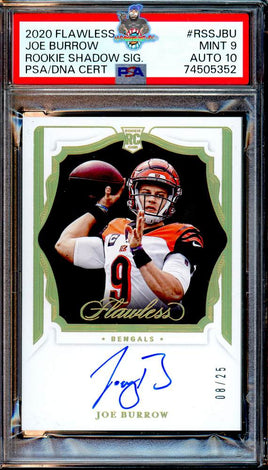 2020 Panini Flawless Joe Burrow Rookie Shadow Signature #RSS-JBU 8 of 25 PSA 9 Auto 10 74505352