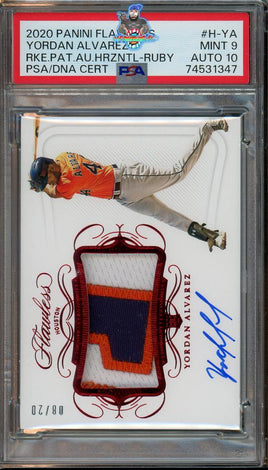 2020 Yordan Alvarez PSA 9 10 Flawless Rookie Patch Auto #HYA 08/20