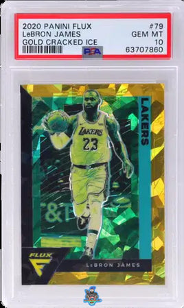 2020 Panini Flux Gold Cracked Ice LeBron James #79 9 of 10 PSA 10 63707860