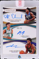 2020 Panini Immaculate Collection Triple Autographs #TA-ALJ 8 of 25 Anthony Edwards James Wiseman Lamelo Ball