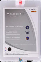 2020 Panini Immaculate Collection Triple Autographs #TA-ALJ 8 of 25 Anthony Edwards James Wiseman Lamelo Ball