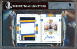 2020 Justin Herbert BGS 9 10 National Treasures Rookie Patch Auto Bklt 84/99