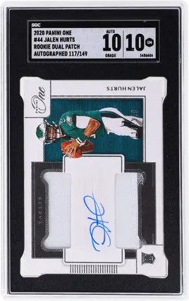 2020 Jalen Hurts SGC 10 10 One Rookie Patch Auto #44 117/149