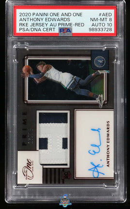 2020 Anthony Edwards PSA 8 10 One and One Rookie Jersey Auto Prime Red 17/25
