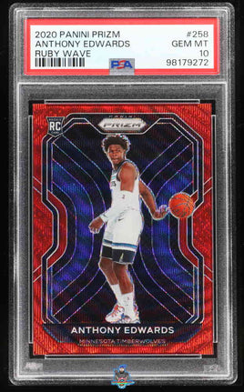 2020 Prizm Anthony Edwards Ruby Wave #258 PSA 10