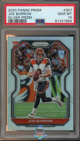 2020 Panini Prizm Joe Burrow Silver Prizm Rookie #307 PSA 10 61431894