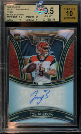 2020 Joe Burrow BGS 9.5 10 Select Select Auto Prizm #SSJBU