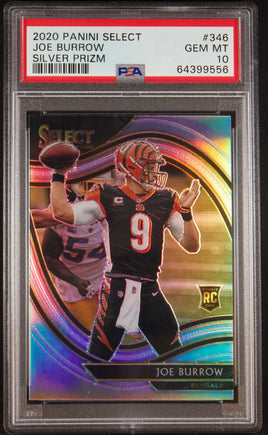 2020 Panini Select Silver Prizm Joe Burrow Rookie Field Level #346 PSA 10 64399556