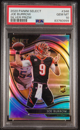 2020 Panini Select Silver Prizm Joe Burrow Rookie Field Level #346 PSA 10 83760999