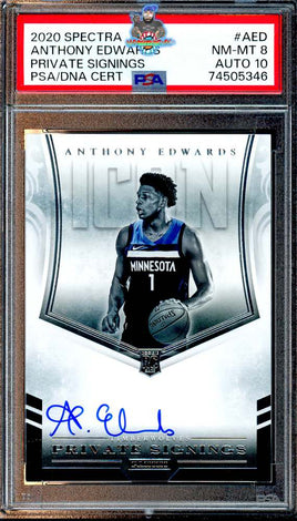 2020 Panini Spectra Anthony Edwards Private Signings #PSI-AED PSA 8 Auto 10 74505346
