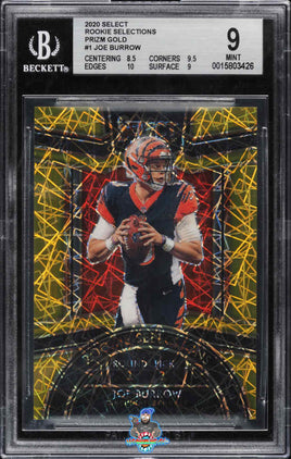 2020 Select Selections Gold Prizm Joe Burrow ROOKIE /10 #RS-1 BGS 9 MINT 0015803426