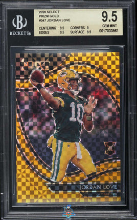 2020 Select Field Level Gold Prizm Jordan Love ROOKIE 10 of 10 #347 BGS 9.5 0017033561