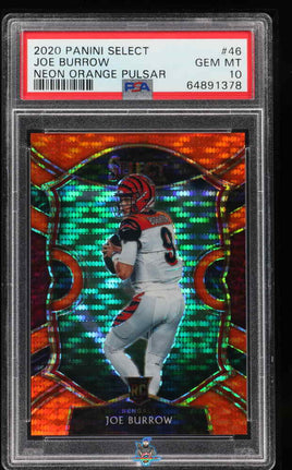2020 Joe Burrow PSA 10 Select Neon Orange Pulsar #46 6/7