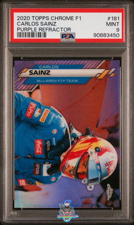 2020 Carlos Sainz PSA 9 Topps Chrome F1 Purple Refractor #9 /399