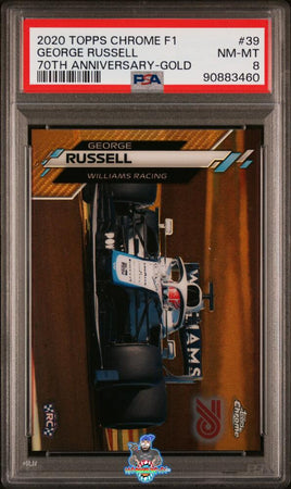 2020 TOPPS CHROME FORMULA 1 39 GEORGE RUSSELL 70TH ANNIVERSARY-GOLD PSA 8 90883460