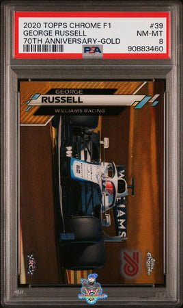 2020 George Russell PSA 8 Topps Chrome F1 70th Anniv Gold #39