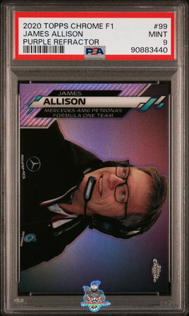 2020 TOPPS CHROME FORMULA 1 99 JAMES ALLISON PURPLE REFRACTOR 38 of 399 PSA 9 90883440