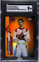 2020 Topps Chrome F1 16 Antonio Giovinazzi 70th Anniversary Orange Refractor SGC Grade 9 Auth 3261364