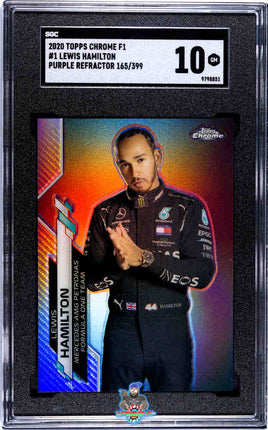 2020 Chrome F1 Lewis Hamilton #1 Purple Ref /399 SGC Grade 10